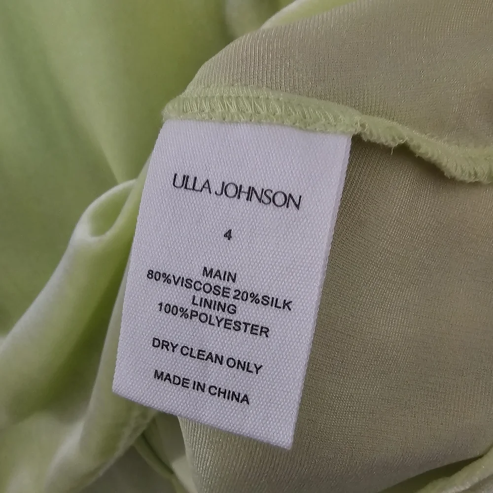 Ulla Johnson Marlena Pistachio Silk Blend Bohemian Velvet Blouse NWT